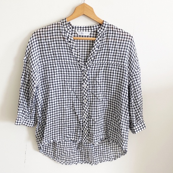 Zara Tops - Zara black and white checkered gingham print button down top